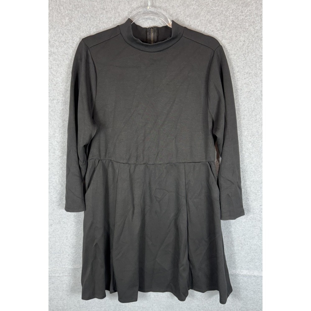 Torrid Dress Womens‎ 1 Black Mock Neck Long Sleeve Skater Stretch Zip Pullover